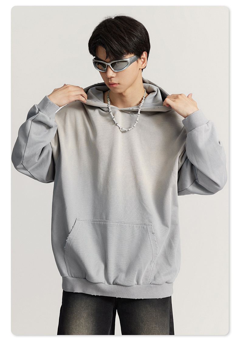 Wholesale Baggy Street Style Vintage Wash Acid Baggy Hoodies Custom Logo Heavyweight Distressed Oversized Hoodies