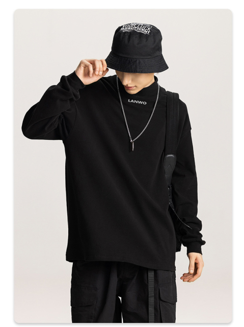 New Arrivals Custom Solid Color Germany Velvet Plus Size Mock Neck Sweatshirts Undershirt For Men