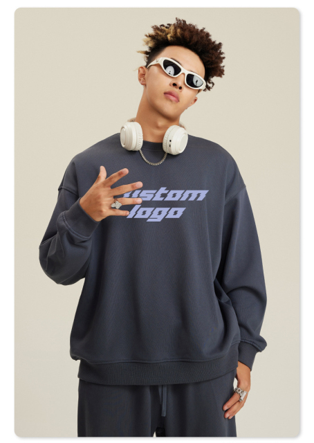 15 Years Factory Custom Crew Neck Sweatshirt Hoodies Plus Size Blank Heavyweight Crew Neck Cotton Sweatshirt For Mens