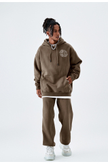 Heavyweight Boxy Casual Stylish French Terry Mens Embossed Hoodies With Dropstring 450 Gsm