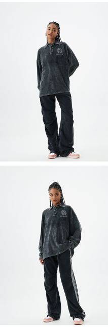 American Vintage Polo Collar Long Sleeve With Unisex Acid Wash Hemp High Quality Cotton Plain Brand Shirt