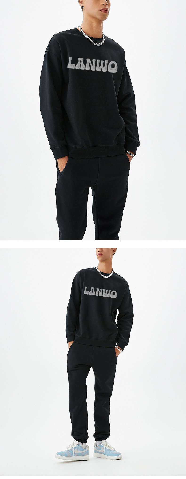 Custom Men's Sweatshirt Boxy Fitting Mock Neck Cotton Crewneck Streetwear Men's Hoodies & Sweatshirts