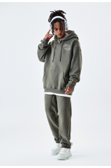 Heavyweight Boxy Casual Stylish French Terry Mens Embossed Hoodies With Dropstring 450 Gsm