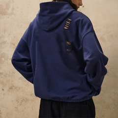 Wholesale street style hip hop patch crewneck black oversized t-shirt for men