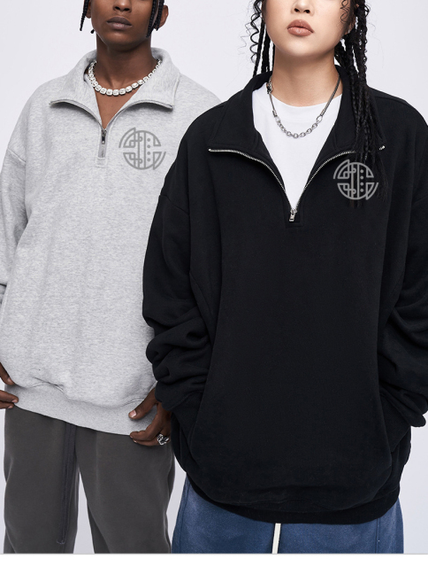 Mens Hoodies Heavyweight High Quality Anti-Shrink 100% Cotton White Puff Print Custom Hoodies Zipper