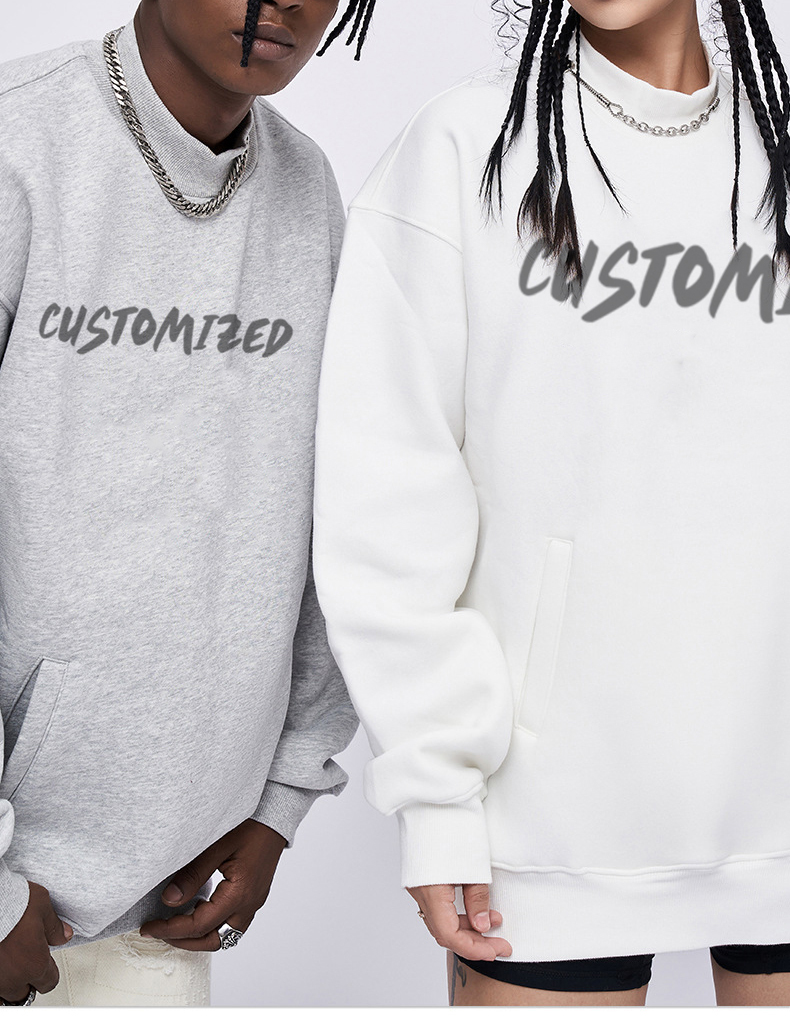 100% Cotton Blank Oversized Fleece Hoodie Sweatshirt Heavyweight Unisex Embroidery Crewneck