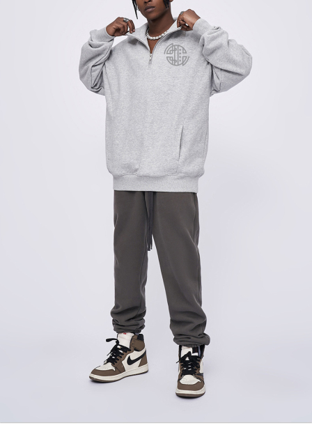 Mens Hoodies Heavyweight High Quality Anti-Shrink 100% Cotton White Puff Print Custom Hoodies Zipper