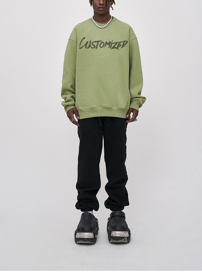 100% Cotton Pullover Hoodies Long-Sleeved Sports Crew-Neck Letters Printed Unisex Sweatshirt