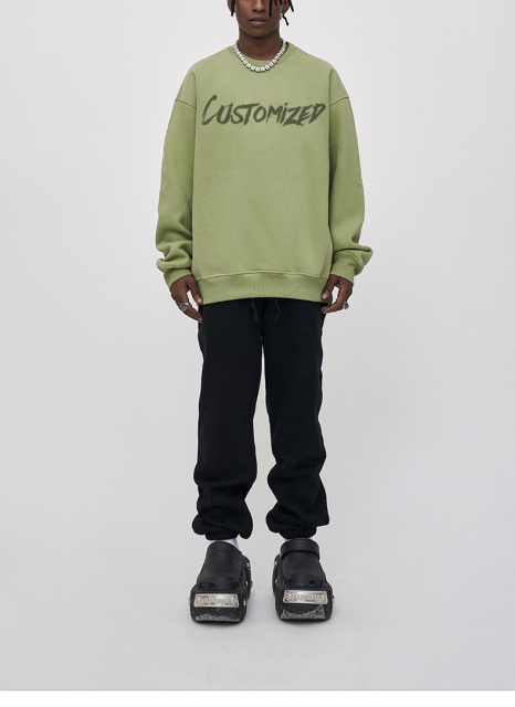 100% Cotton Pullover Hoodies Long-Sleeved Sports Crew-Neck Letters Printed Unisex Sweatshirt