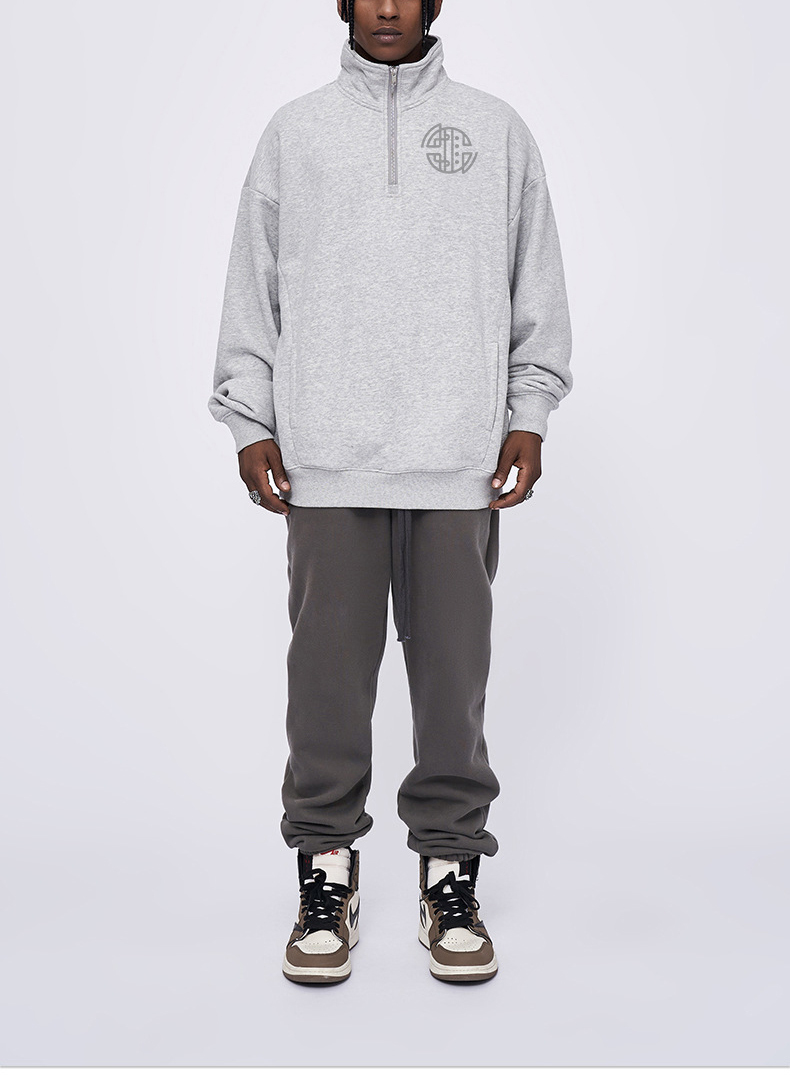 Mens Hoodies Heavyweight High Quality Anti-Shrink 100% Cotton White Puff Print Custom Hoodies Zipper