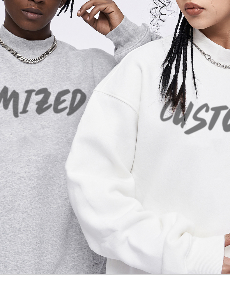 100% Cotton Blank Oversized Fleece Hoodie Sweatshirt Heavyweight Unisex Embroidery Crewneck