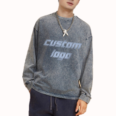 Customized Design Acid Washed Non-fleece Hoodies Long Sleeves Oversize Sweatshirts 3color Washed Hoodies Custom Design