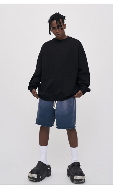 Plain Mens Sweatshirts Sweatshirt Unisex Cropped Vintage Men Drop Shoulder Acid Wash Hoodies