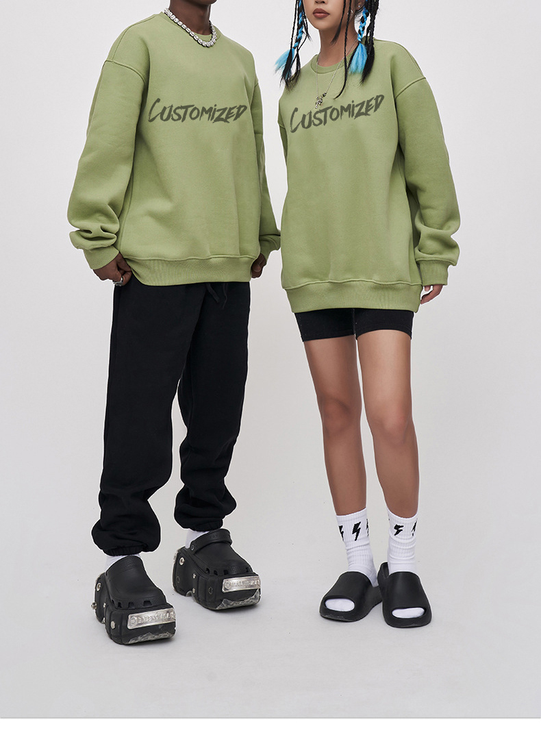 100% Cotton Pullover Hoodies Long-Sleeved Sports Crew-Neck Letters Printed Unisex Sweatshirt