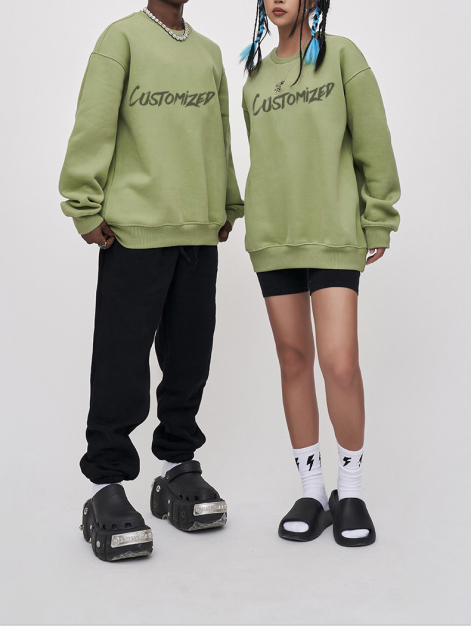 100% Cotton Pullover Hoodies Long-Sleeved Sports Crew-Neck Letters Printed Unisex Sweatshirt