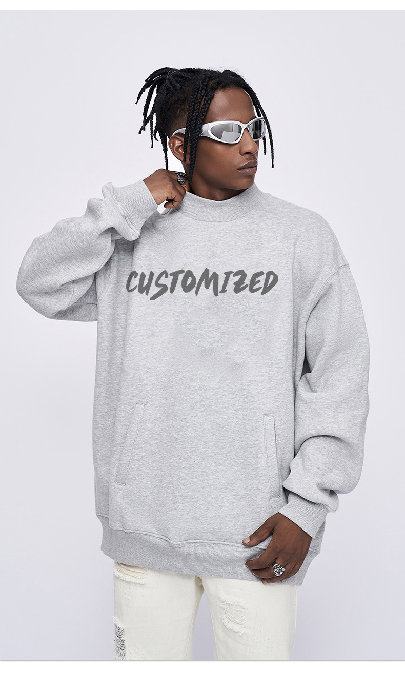 100% Cotton Blank Oversized Fleece Hoodie Sweatshirt Heavyweight Unisex Embroidery Crewneck
