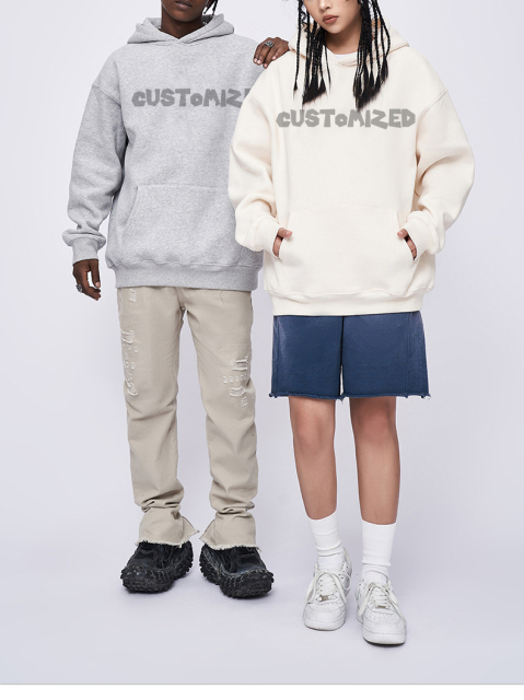 Custom Hoodies Hombre Heavy Weight Boxy Fit 500 Gsm Blank Oversized Heavyweight 100% Cotton Unisex No String Double Layer Hoodie