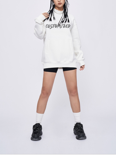 100% Cotton Blank Oversized Fleece Hoodie Sweatshirt Heavyweight Unisex Embroidery Crewneck