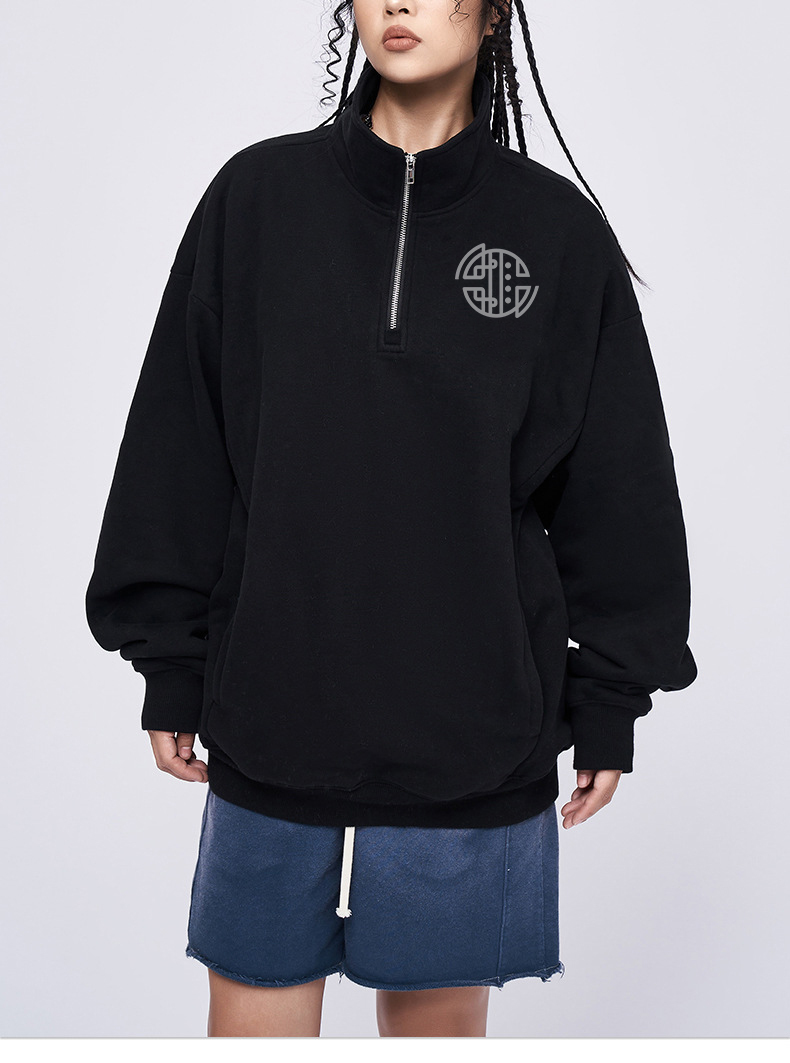 Mens Hoodies Heavyweight High Quality Anti-Shrink 100% Cotton White Puff Print Custom Hoodies Zipper