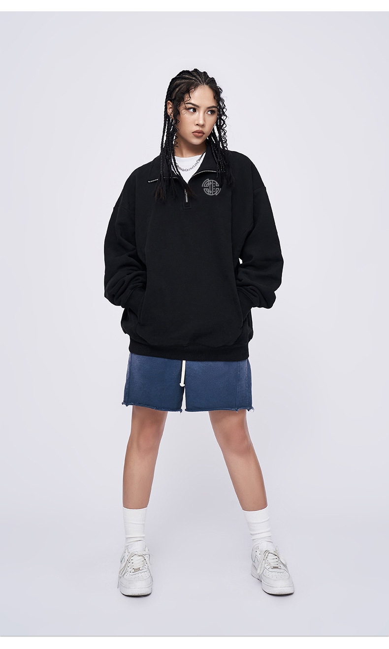 Mens Hoodies Heavyweight High Quality Anti-Shrink 100% Cotton White Puff Print Custom Hoodies Zipper