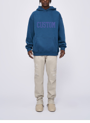 Hoodie Manufacturers Wholesale Custom Heavyweight Blank Men Orange Acid Wash Drop Shoulder Distressed 400gsm Hoodie