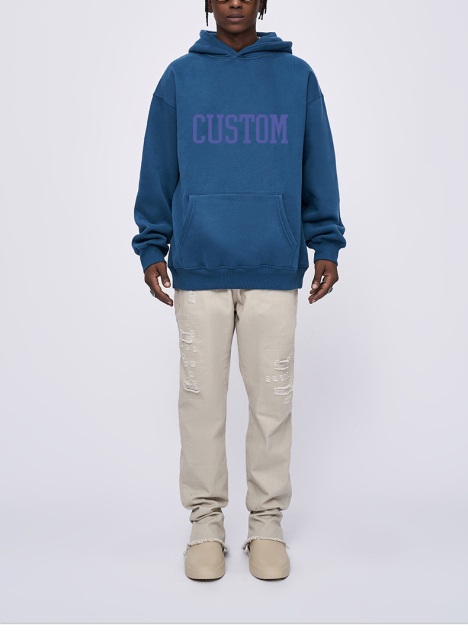 Hoodie Manufacturers Wholesale Custom Heavyweight Blank Men Orange Acid Wash Drop Shoulder Distressed 400gsm Hoodie