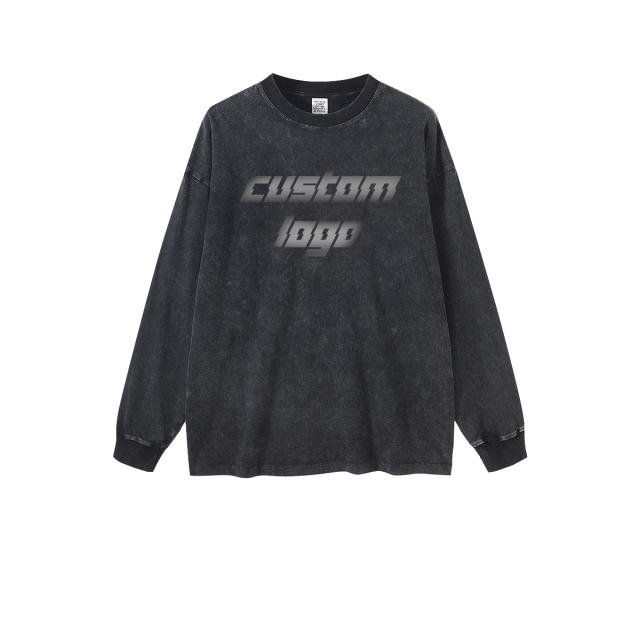 Customized Design Acid Washed Non-fleece Hoodies Long Sleeves Oversize Sweatshirts 3color Washed Hoodies Custom Design