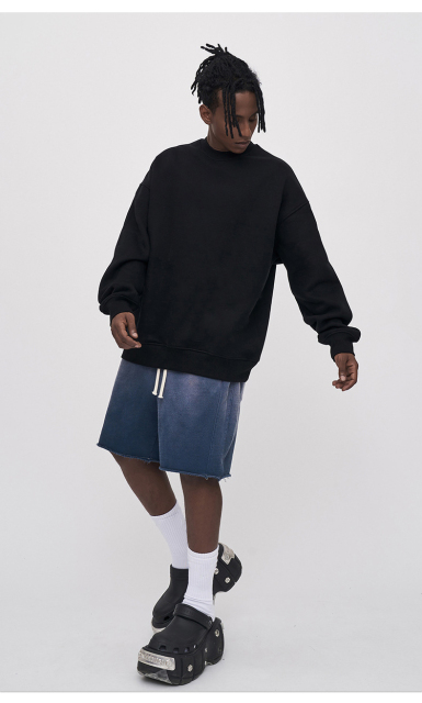 Plain Mens Sweatshirts Sweatshirt Unisex Cropped Vintage Men Drop Shoulder Acid Wash Hoodies