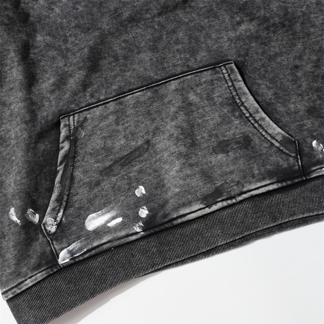 Heavy Weight 500 Gsm Cotton French Terry Acid Washed Hoodie Custom Vintage Hoodie Stone Wash Oem Hoodie