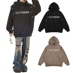 Custom Men Blank Black Hoodies Heavy Weight Cotton Wholesale Acid Wash Hoodie