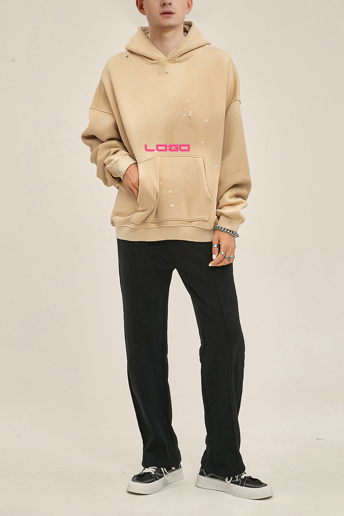 Custom Fashion Crewneck Sweatshirt Designer Mens Pull Over Sweatshirt With Zipper