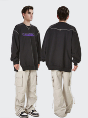 Custom Logo Cotton Wool Crew Neck Knitted Men'S Sweaters Pullover Oversized Character Pattern Knit Sweater Men