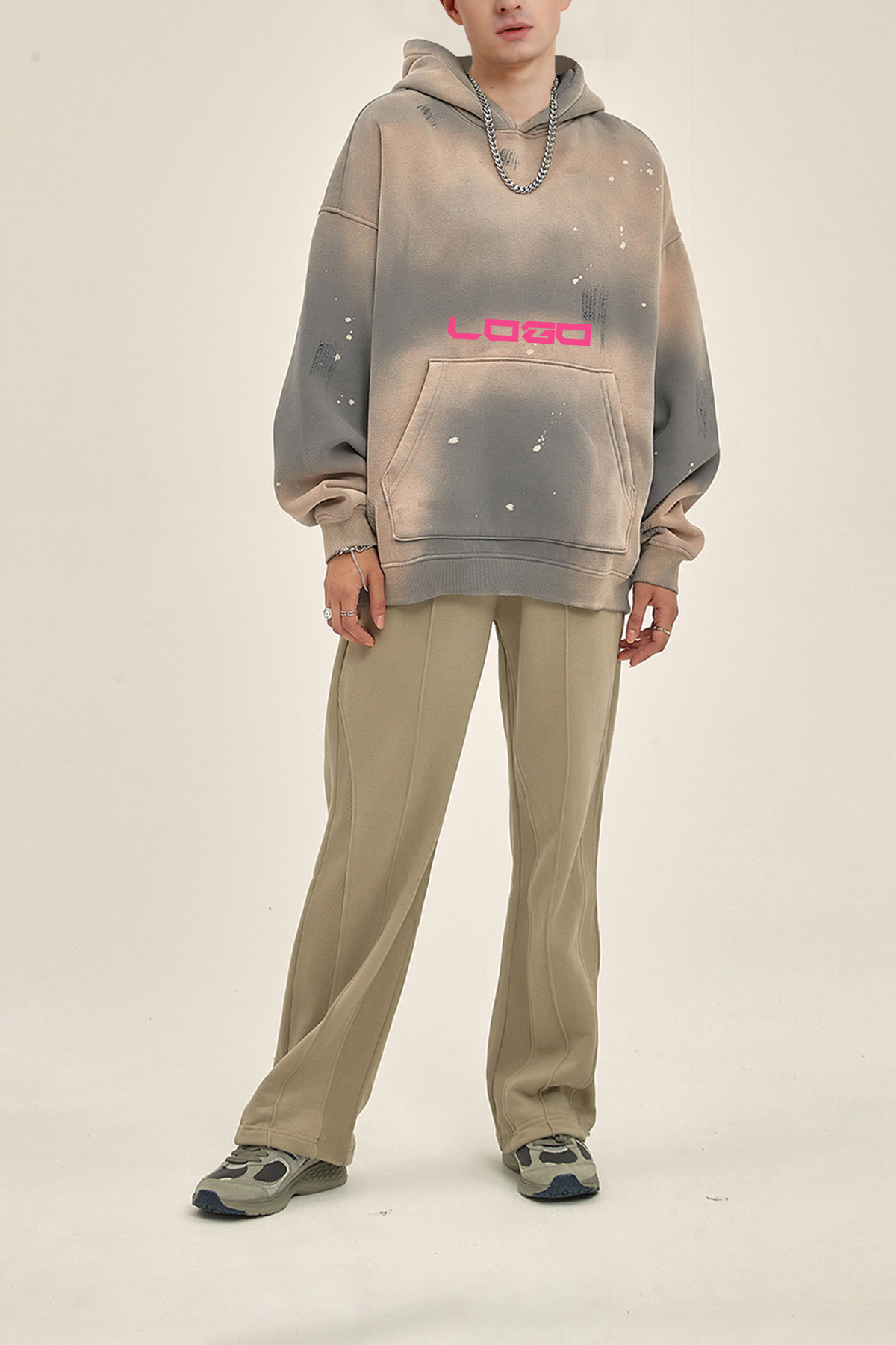 Custom Fashion Crewneck Sweatshirt Designer Mens Pull Over Sweatshirt With Zipper