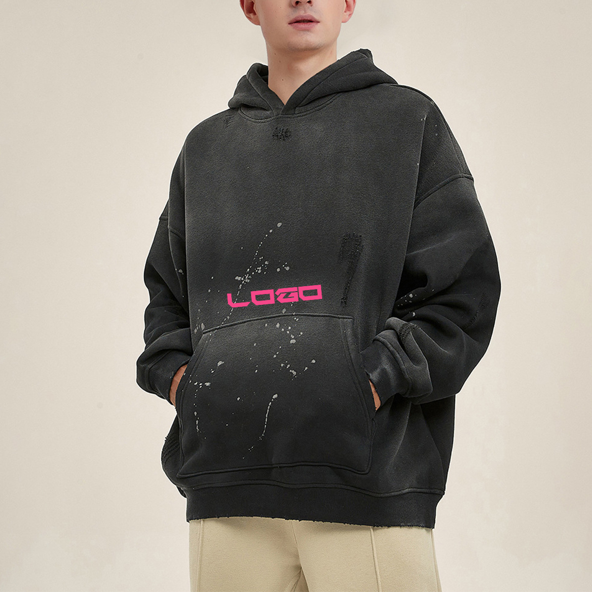 Custom Fashion Crewneck Sweatshirt Designer Mens Pull Over Sweatshirt With Zipper