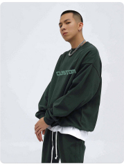 Custom Logo Cotton Wool Crew Neck Knitted Men'S Sweaters Pullover Oversized Character Pattern Knit Sweater Men