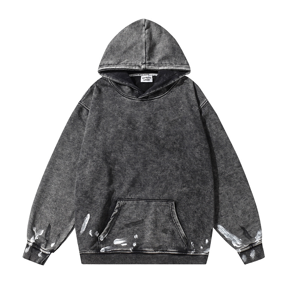 Heavy Weight 500 Gsm Cotton French Terry Acid Washed Hoodie Custom Vintage Hoodie Stone Wash Oem Hoodie