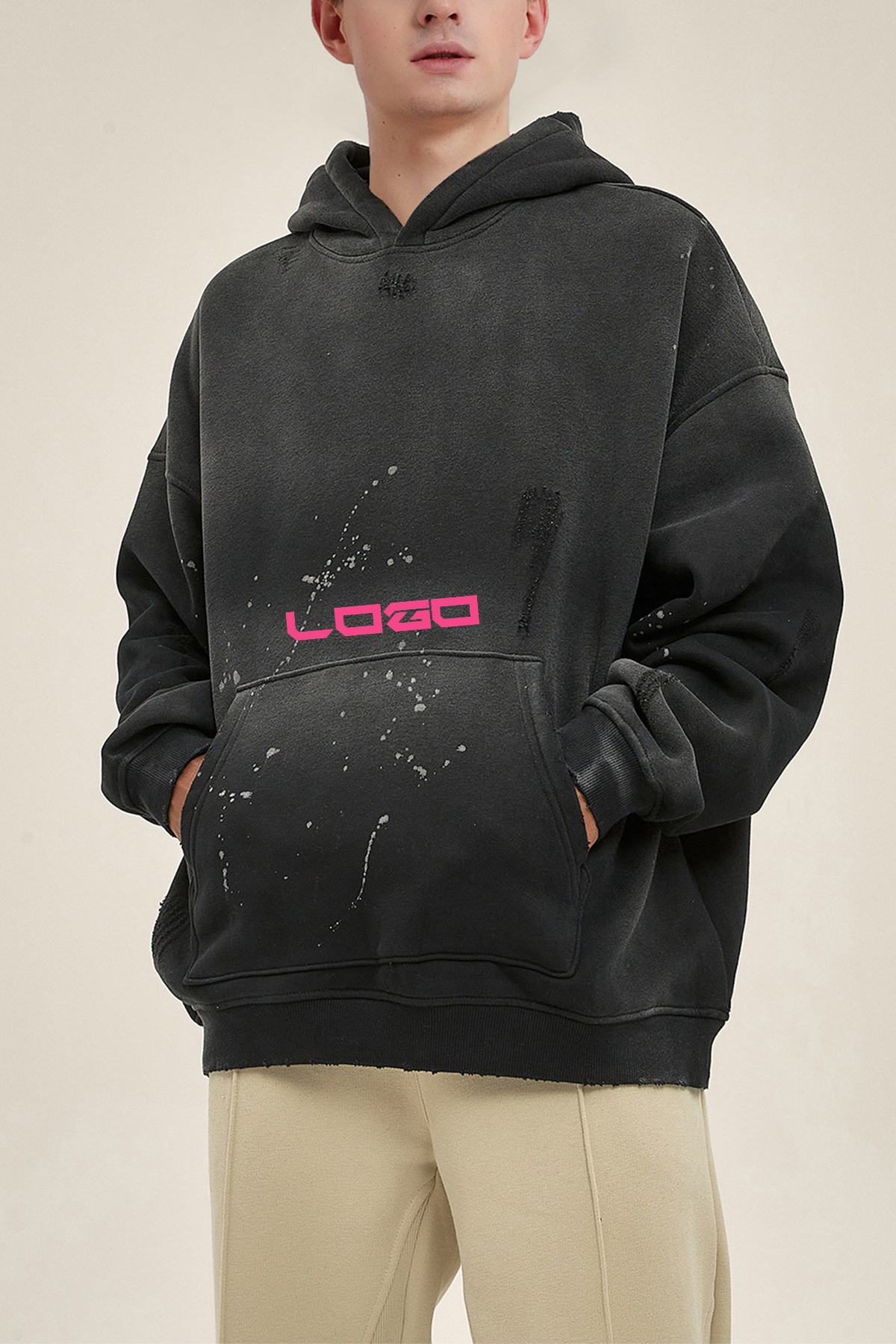 Custom Fashion Crewneck Sweatshirt Designer Mens Pull Over Sweatshirt With Zipper