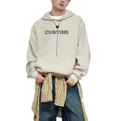 Custom Autumn Wear 300gsm 3d Embroidery Patch Waffle Knit Hoodie Men Light Weight Hoodie