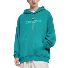 Custom Autumn Wear 300gsm 3d Embroidery Patch Waffle Knit Hoodie Men Light Weight Hoodie