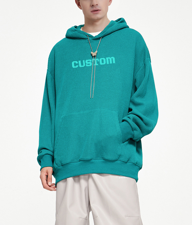 Custom Autumn Wear 300gsm 3d Embroidery Patch Waffle Knit Hoodie Men Light Weight Hoodie