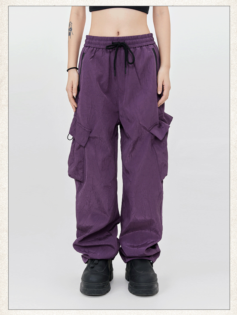 Mens Casual Loose Fit Work Pants Quick-Drying Summer Sweatpants High-Waisted Wide-Leg Pants