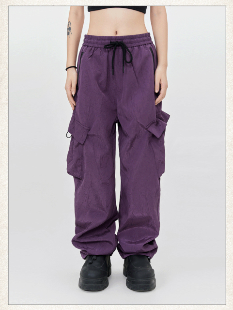 Mens Casual Loose Fit Work Pants Quick-Drying Summer Sweatpants High-Waisted Wide-Leg Pants