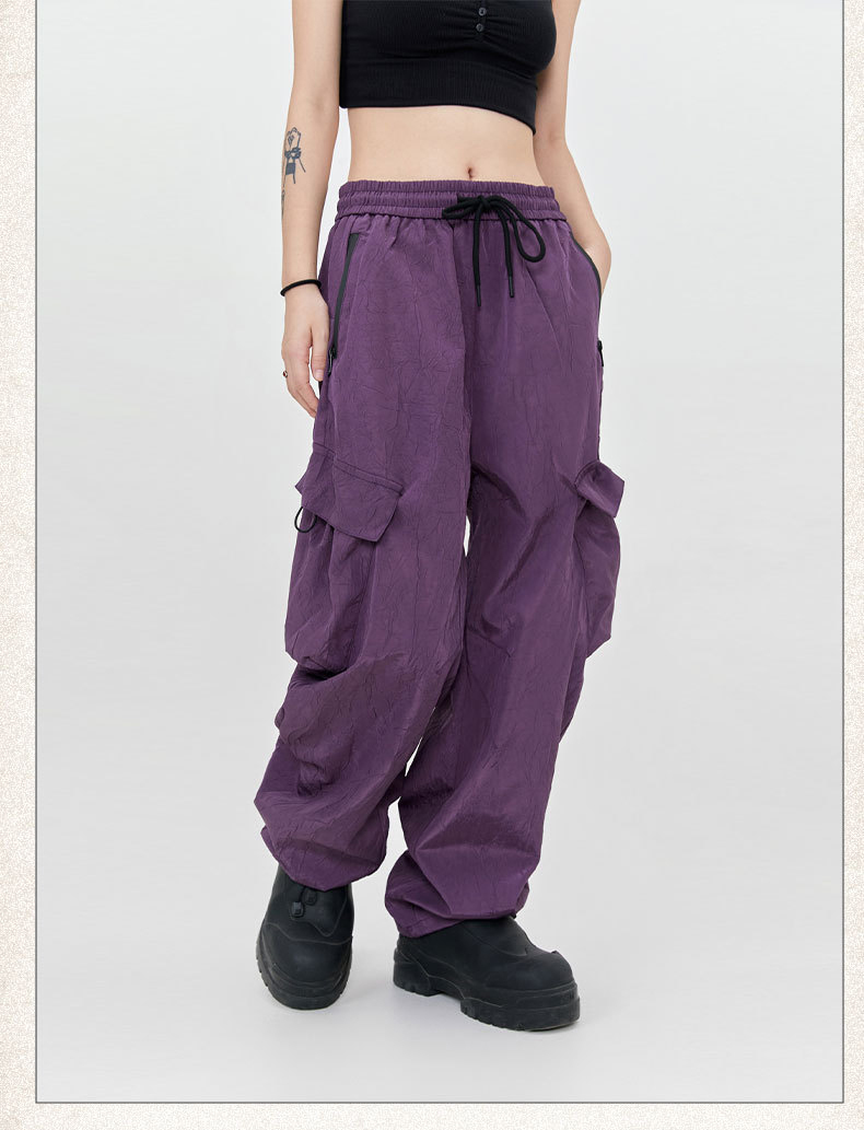 Mens Casual Loose Fit Work Pants Quick-Drying Summer Sweatpants High-Waisted Wide-Leg Pants