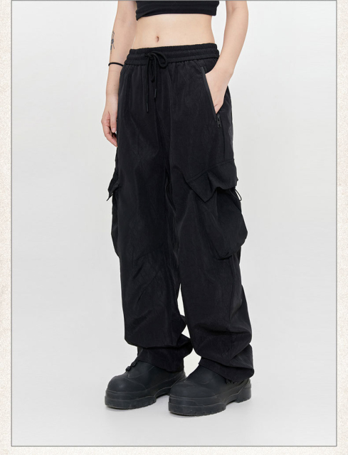 Mens Casual Loose Fit Work Pants Quick-Drying Summer Sweatpants High-Waisted Wide-Leg Pants