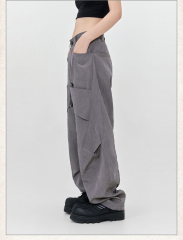 Custom Logo Print Multi Pocket Pullover Blank Plain Oversized Heavy Hoodies Cotton Vintage Acid Wash Distressed Men Hoodie