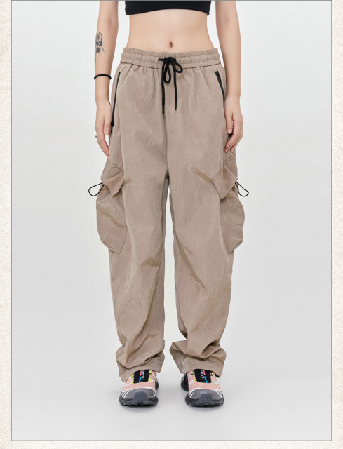 Mens Casual Loose Fit Work Pants Quick-Drying Summer Sweatpants High-Waisted Wide-Leg Pants