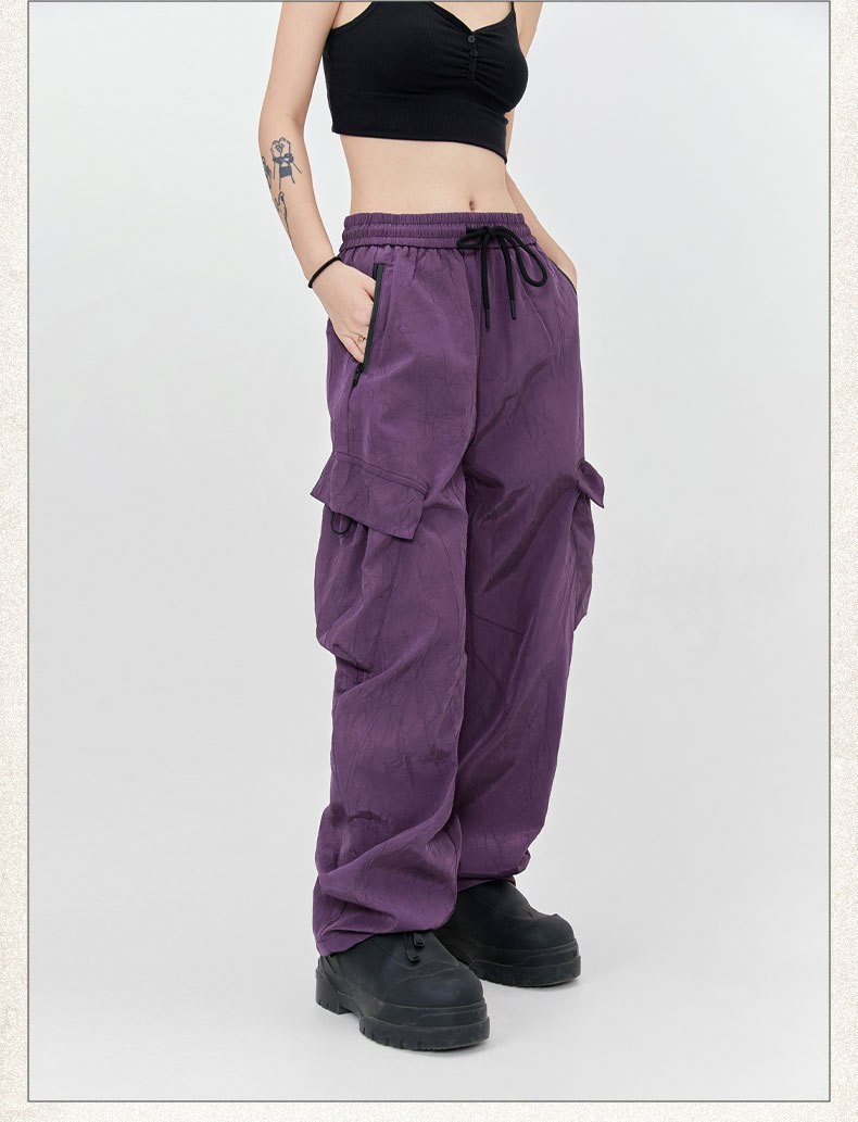 Mens Casual Loose Fit Work Pants Quick-Drying Summer Sweatpants High-Waisted Wide-Leg Pants