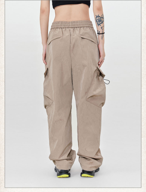 Mens Casual Loose Fit Work Pants Quick-Drying Summer Sweatpants High-Waisted Wide-Leg Pants