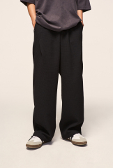 Custom Logo 480gsm 100%Polyester Waffle Design Mens Wide Leg Pants Oversize Street Wear Fashion Men'S Knitted Vintage Casual