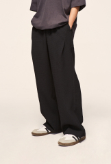 Custom Logo 480gsm 100%Polyester Waffle Design Mens Wide Leg Pants Oversize Street Wear Fashion Men'S Knitted Vintage Casual